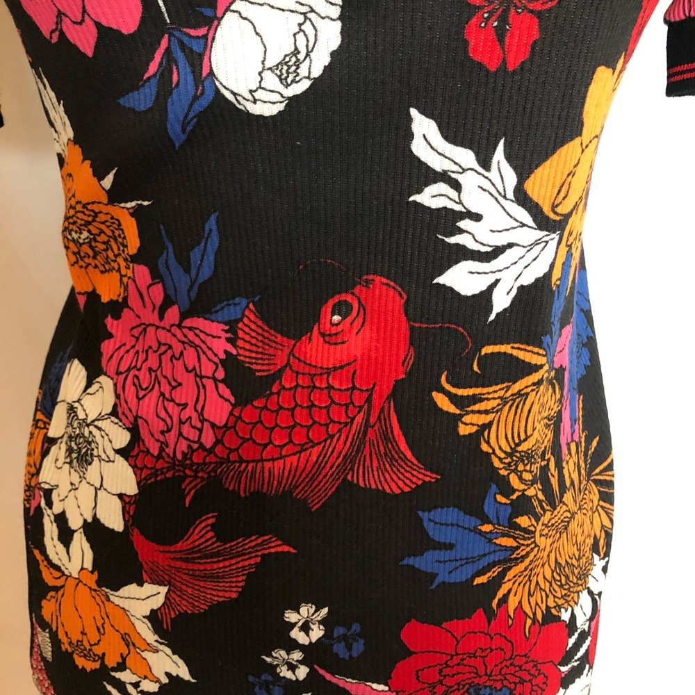 🔴SOLD🔴Zara floral print ribbed bodycon dress sz - Picture 6 of 8